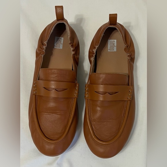 FitFlop Cognac Brown Penny Loafer Flats Dynamicushion Comfort US 10 EU 42 - Picture 2 of 9